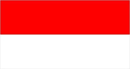 Country flag of Indonesia, consisting of two equal horizontal bands, with red on the top and white on the bottom.